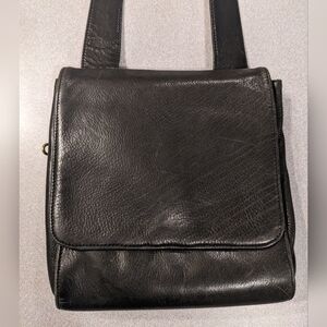FOSSIL Black Leather Minimalist Crossbody Shoulder Purse Small Roomy NICE Must C